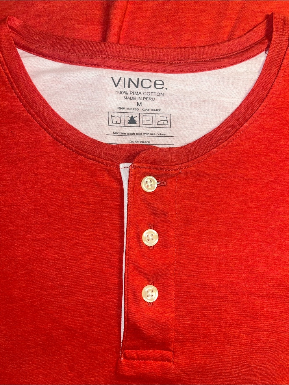 Men Vince Red Short-Sleeve Henley Tee